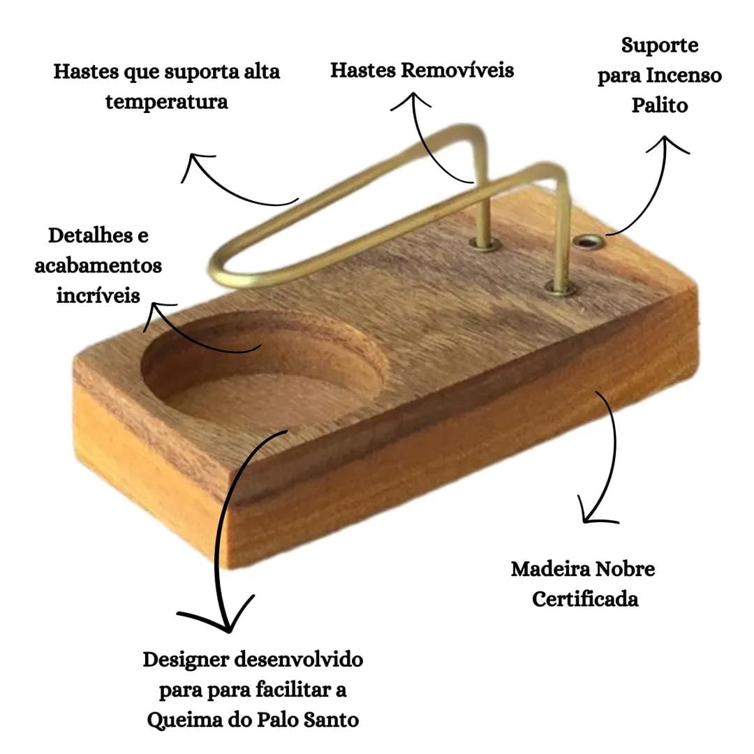 Incensário Versátil para Palo Santo e Varetas de Incenso - Retângular