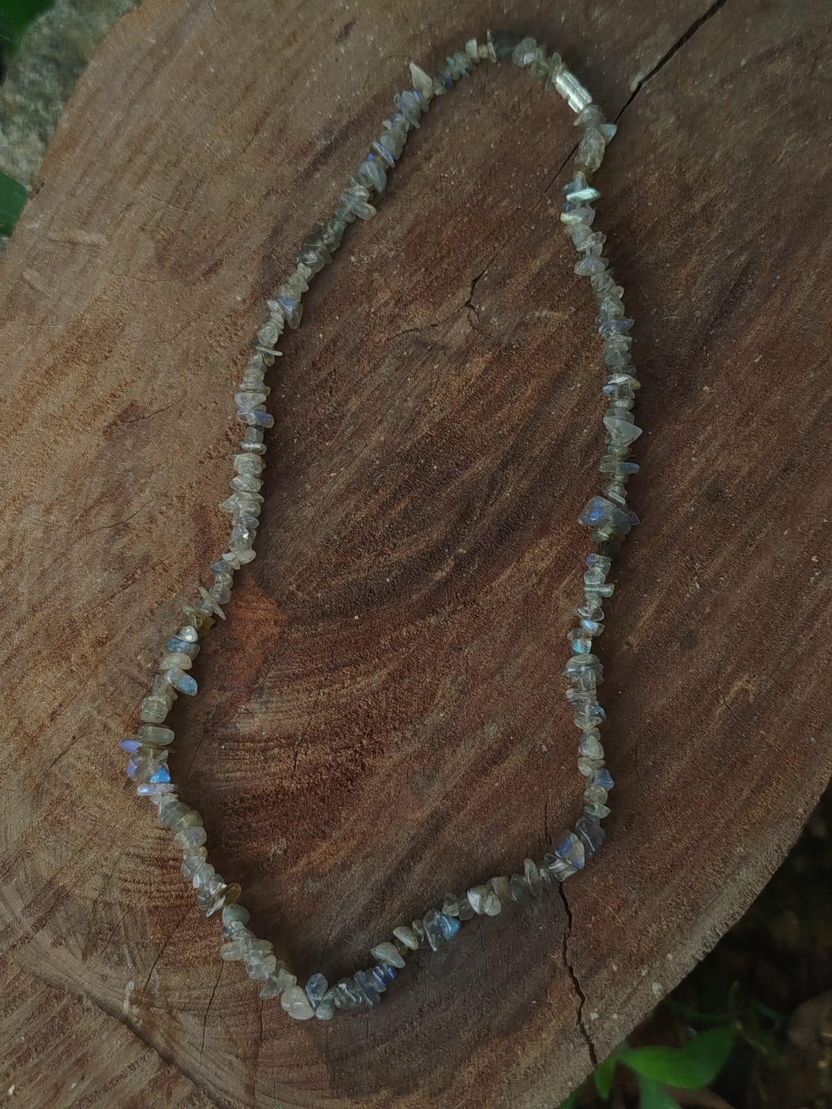 Choker de Labratorita - Folheado a prata