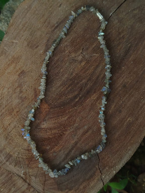 Choker de Labratorita - Folheado a prata